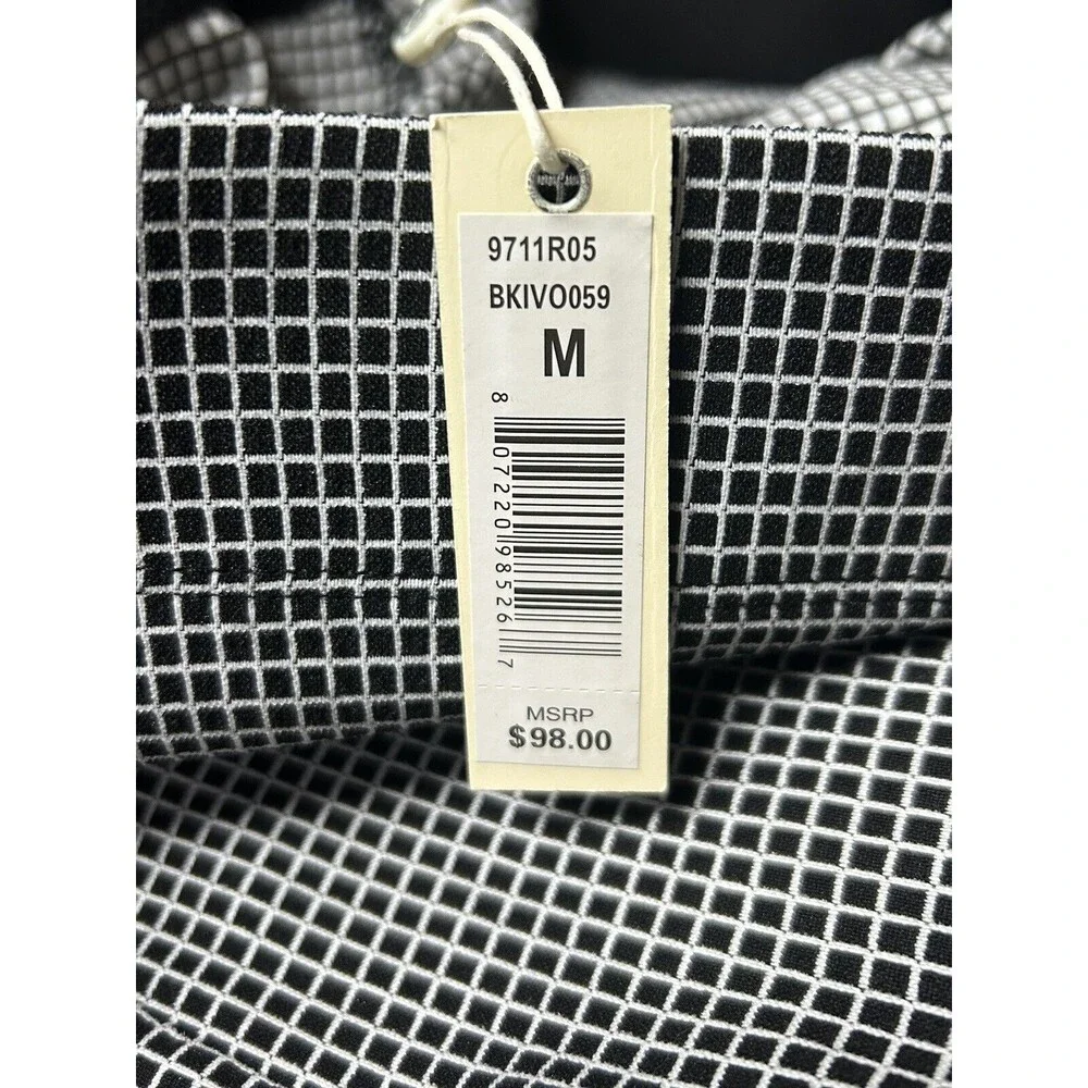 Max Studio Ankle Leg Career Pants Womens Medium Black White Check Pull On NWT
